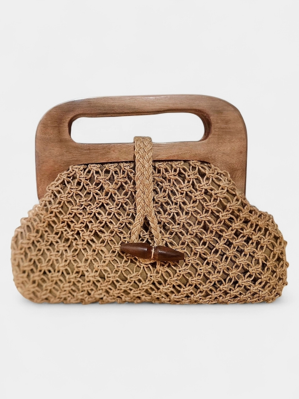 Lovestitch Crochet Jute Wood Handle  Clutch – Boho Resort